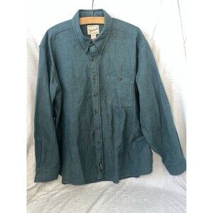 Woolrich Shirt Mens XL Expedition Chamois Button Down Long Sleeve Green Vintage
